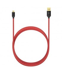 Anker Nylon Braided Tangle-Free Micro USB Cable with Gold-Plated Connectors for Android 1.8 m - Red