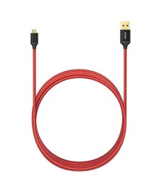 Anker Nylon Braided Tangle-Free Micro USB Cable with Gold-Plated Connectors for Android 1.8 m - Red