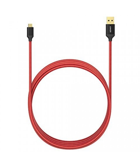 Anker Nylon Braided Tangle-Free Micro USB Cable with Gold-Plated Connectors for Android 1.8 m - Red