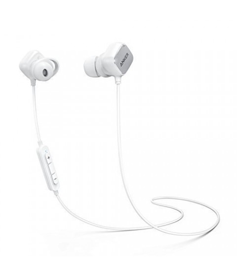 Anker Bluetooth headphone SoundBuds Tag In-Ear Bluetooth Earbuds Smart Magnetic Headphones with aptX Technology, CVC 6.0 Noise Cancellation, 6 Hour Playtime  - white